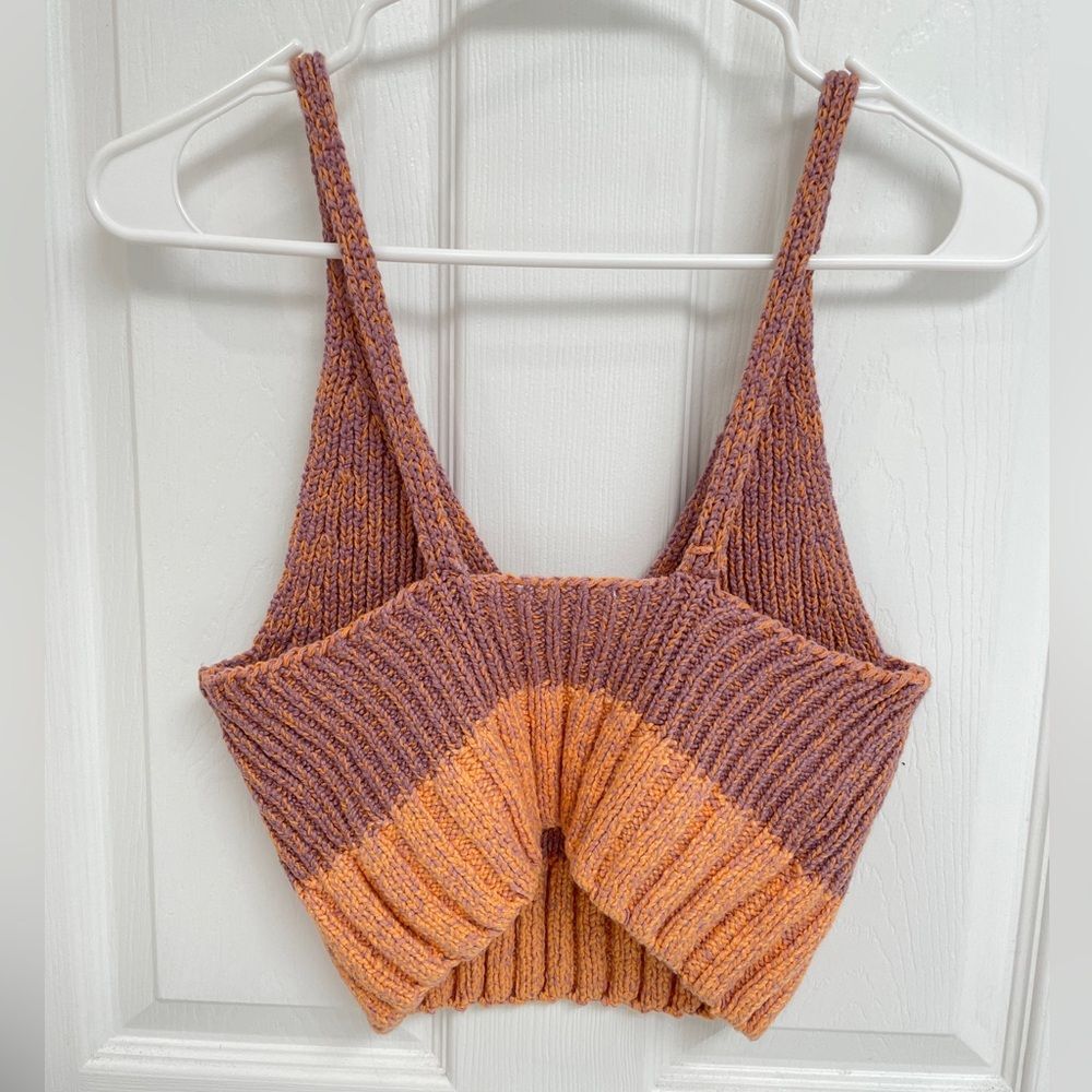 Free People Here All Day Brami Mauve Pink Combo Knit Crop Women’s Size S - Picture 3 of 6